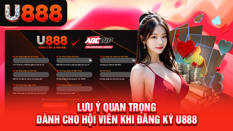 Lưu ý quan trọng dành cho hội viên khi đăng ký U888